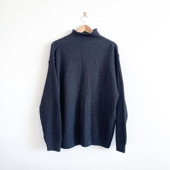 Brocca Mens Mock Neck 1/4 Zip Ribbed Knit Sweater Color Block Wool Size 56 - Picture 2 of 7